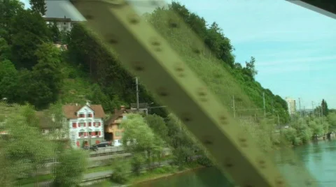 View from train through the bridge Stock Footage 729153