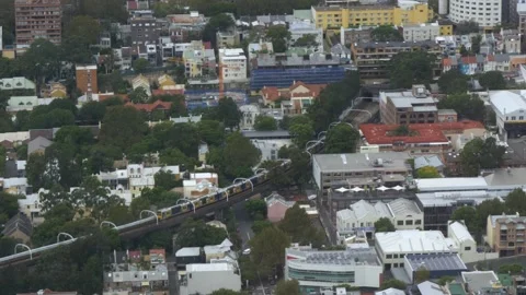 View Of Train From The Tower Eye In Sydney, Australia Stock Footage 158970149