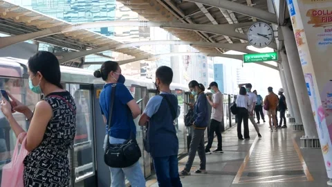 View of train track way platform system of BTS skytrain in metropolis bangk.. Stock-Footage 256116830