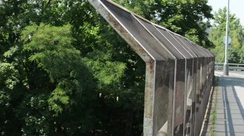 View of the train trails and bridge near by 스톡 동영상 55485642