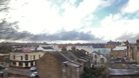 A view from a train window - city scape Stock Footage 22372400