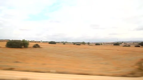 View from Train Window of the Countryside Stock Footage 42864478