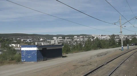 The view from a train window Stock Footage 28494977