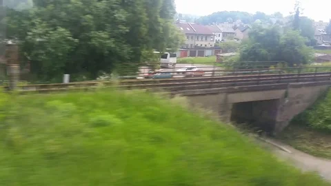 View from the train window Stock Footage