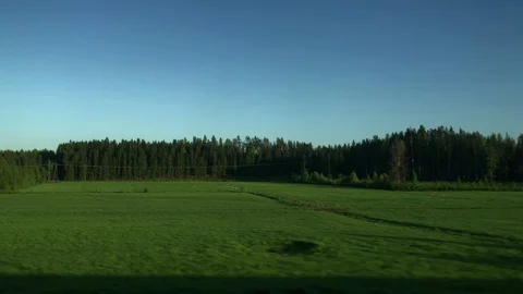 View from train window, green beatiful landscape Vidéo 91363953
