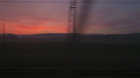 A view from the train window of an interesting landscape Stock Footage 253432243