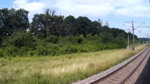 View from train window landscape near Lviv Ukraine Stock Footage 110795247