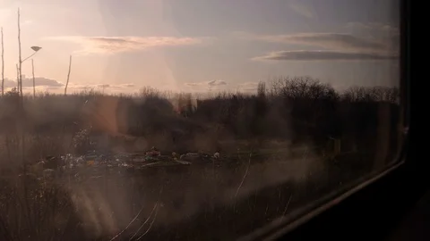 The view from the train window on the landscape passing by. Stock Footage 122646817