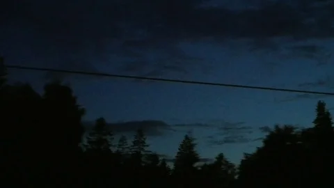 View from the train window late at night Stock Footage