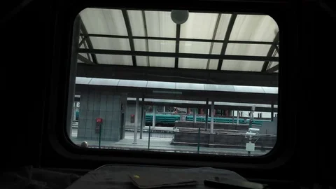 View of the train window in motion. Acceleration Stock Footage 123109018