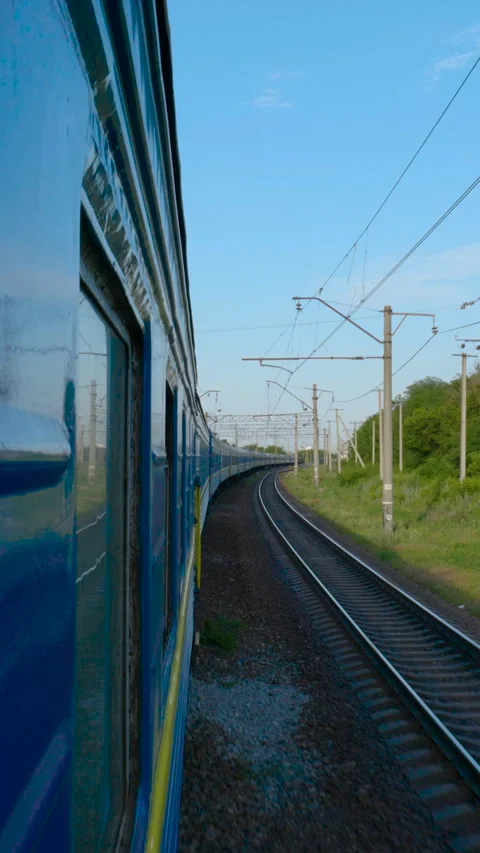 View from train window in motion Stock Footage 335439282