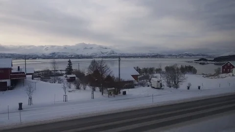 View from a train window in Norway during winter Video stock 70128029