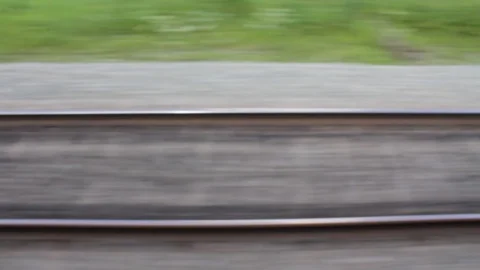 View from the train window on the rails Stock Footage 92607375