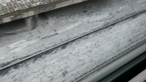 View From The Train Window On The Railway Tracks In Winter 스톡 동영상 114083135