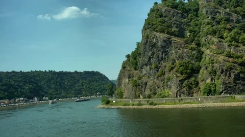 View from the train window on the Rhine Valley. Slow motion Stock Footage 104491906