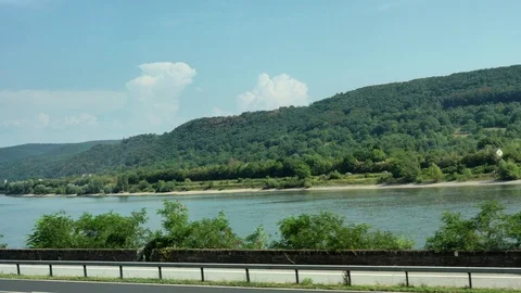View from the train window on the Rhine Valley Stock Footage 104502064