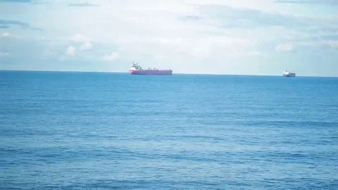 View from the train window. ships at sea Stock Footage 69247554