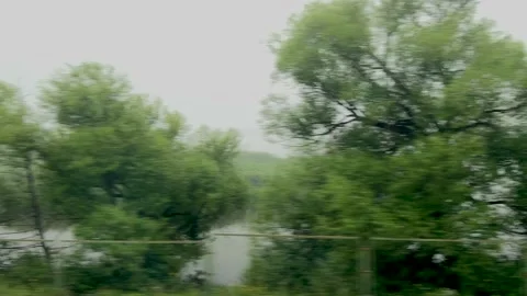 View from the train window in summer Stock Footage 210148538
