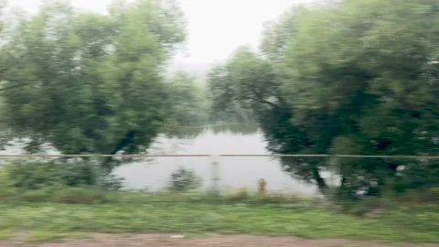 View from the train window in summer Stock Footage 210148622