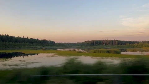 View from the train window in summer Stock-Footage 210148662