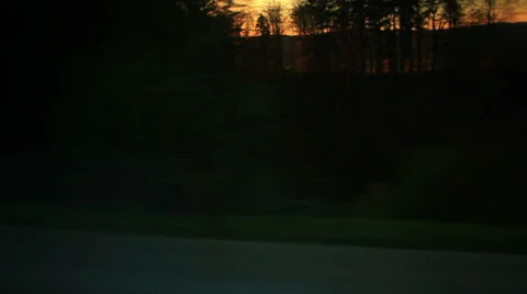 View from train window of sunrise Stock Footage 32694545