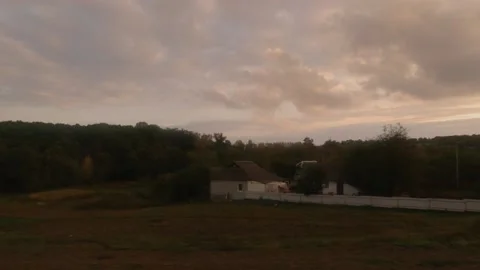 View from the train window at sunset time in autumn Video stock 210089250