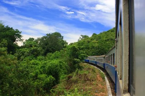 View from a train window, Thailand Kanchanaburi Stock Photos