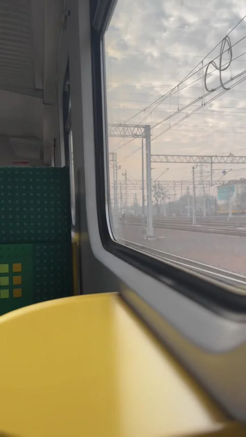 A view from the train window. The theme of travel, passengers of a city train Stock Footage 302925150
