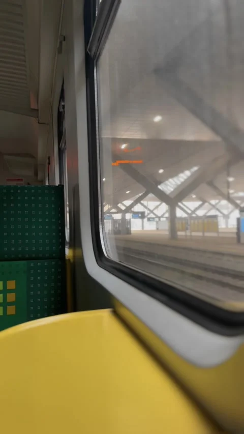 A view from the train window. The theme of travel, passengers of a city train Stock Footage 302925659