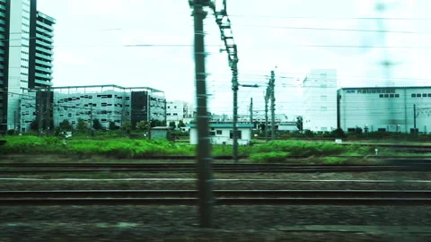 View from the train window in Tokyo Japan, 120fps Stock Footage 135031764