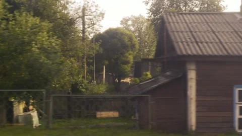 View from train window. Train arrived at railway station Stock Footage 292033413