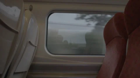 View from Train Window Travelling Through Countryside Stock Footage 344604289