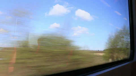 View from a train window trees and heathland Stock Footage 37222150