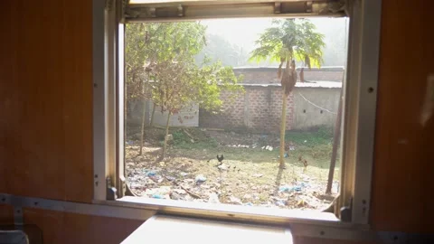 View from a train window whilst moving Video stock 153123572