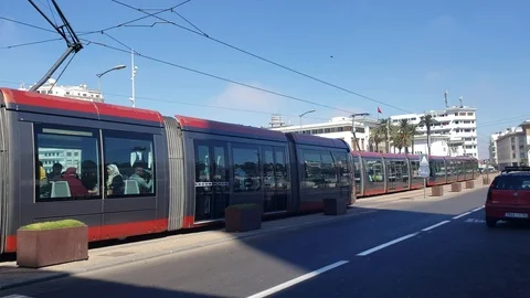 View of tram passing on railways Video stock 117636039