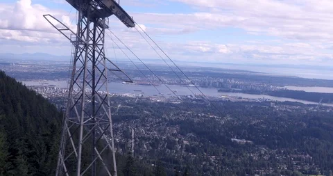 View from the Tramway in the Grouse Mountain. Stock Footage 94841906