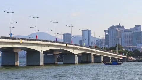 View of Tran Phu Bridge in Nha Trang, Vietnam. Stock Footage 336664217