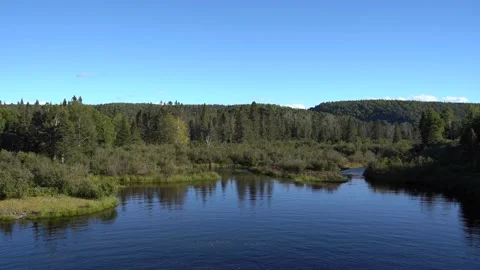 View of a tranquil lake in Canada Stock Footage 143156327