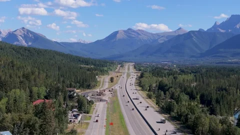 View of Trans Canada Highway, Canmore Stock Footage 283285265