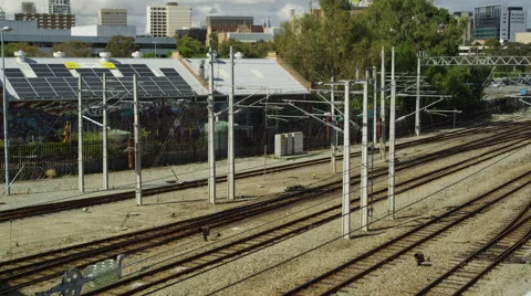 View of Transperth Suburban Train Moving To Claisebrook Station Stock-Footage 61416204