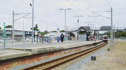 View of Transperth Train Arriving at Cottesloe Train Station Stock Footage 61415218