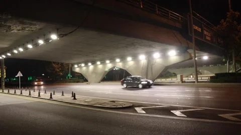 View transportation passes on the road under the bridge Video stock 245272361