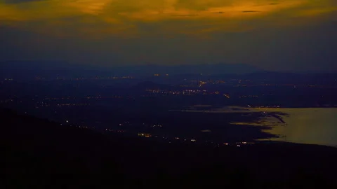 View of transpot on hill of night background Stock Footage 257784168
