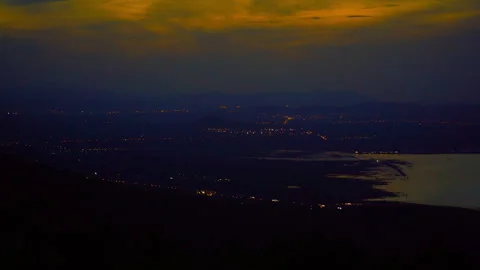 View of transpot on hill of night background Stock Footage 257784274