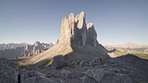 View of Tre Cime di Laverdo/ Drei Zinnen, Mountain group in Dolomites Stockbeeldmateriaal 150380839
