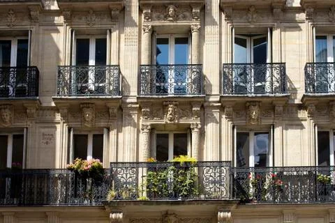 View of a treditional building in Paris showing French architectural style. Stock Photos