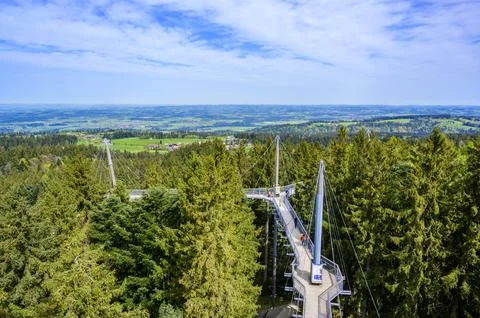 View of the tree top path and trail in beautiful mountain scenery - Skywalk.. Stock-Fotos