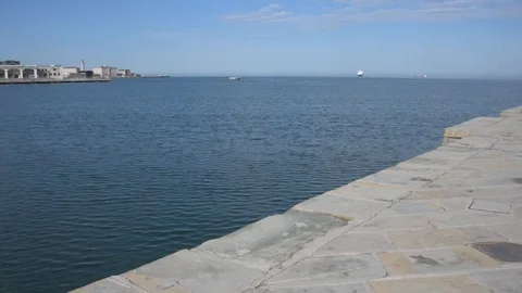 View of the Trieste sea from the pier Stock Footage 101381952