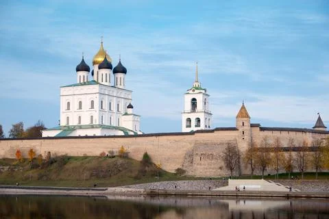 View of the Trinity Cathedral in the Pskov Kremlin. Russia. Translation: Russia Stock Photos