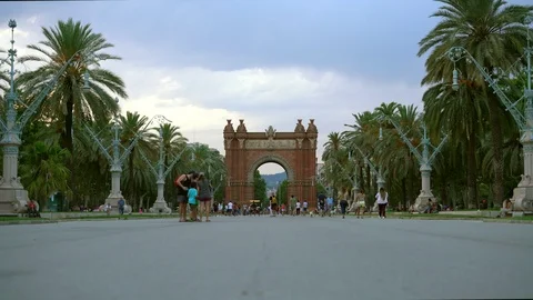 View of Triumphal Arch (Arc de Triomf ) in Barcelona Stock Footage 113118449